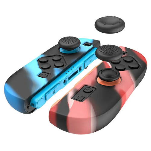 IPEGA PG-SW2083 1 Pair For Nintendo Switch 2 Joy-Pad Controller  Silicone Case with 4Pcs Joystick Caps - Black Blue  /  Black Red - 1