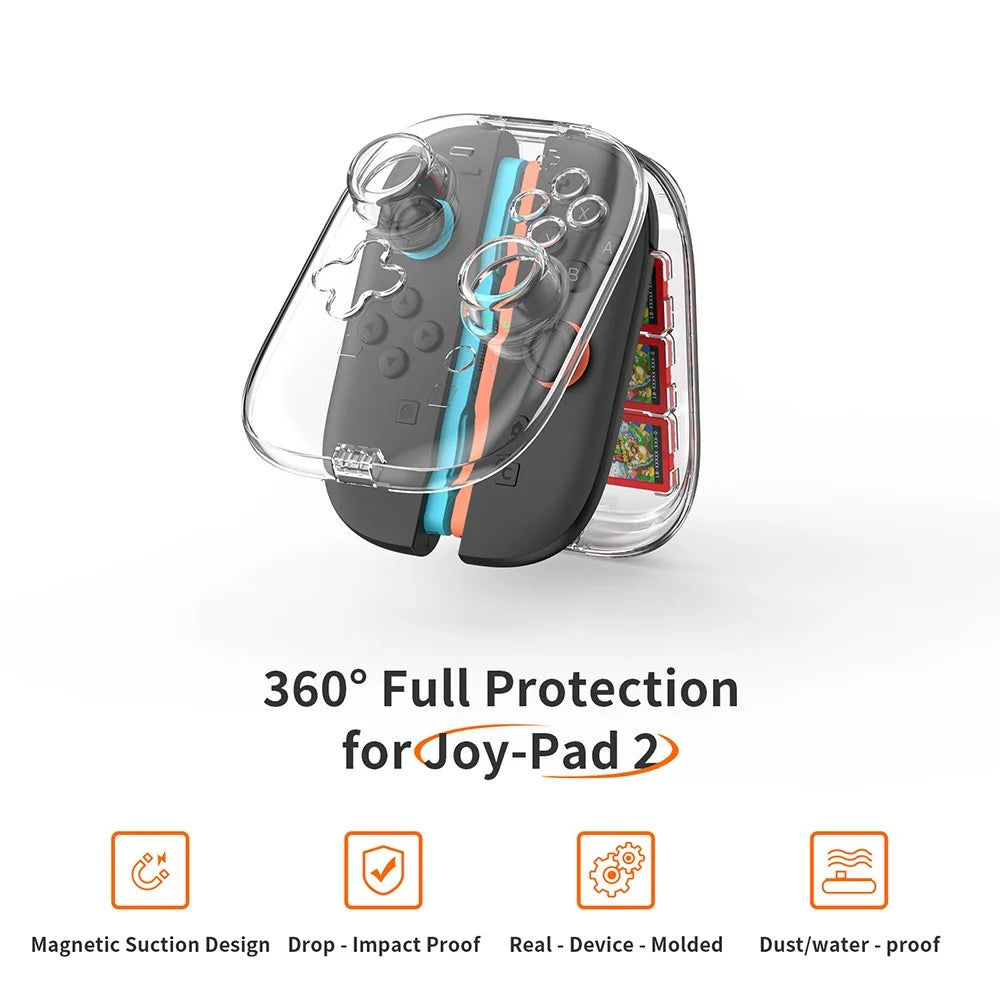 JYS-NS2311 For Nintendo Switch 2 Joy-Con Controller Clear Protection Case Magnetic PC Shell with Game Card Storage Function - 3