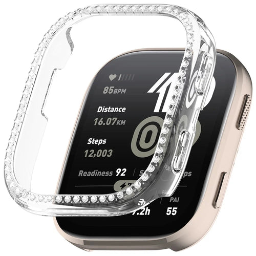 For Huami Amazfit Bip 6 (A2435) Clear Watch Case Rhinestone Decorative Hollow Design PC Watch Cover - 1