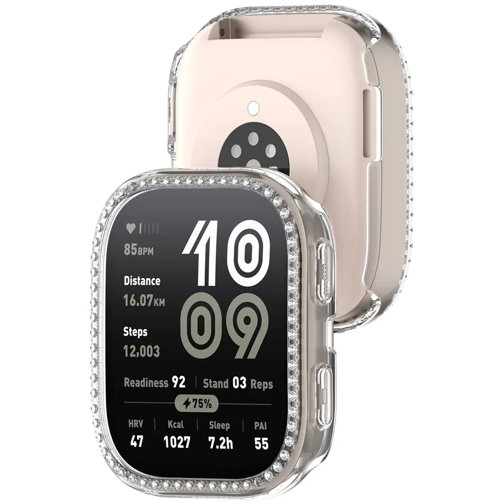 For Huami Amazfit Bip 6 (A2435) Clear Watch Case Rhinestone Decorative Hollow Design PC Watch Cover - 3
