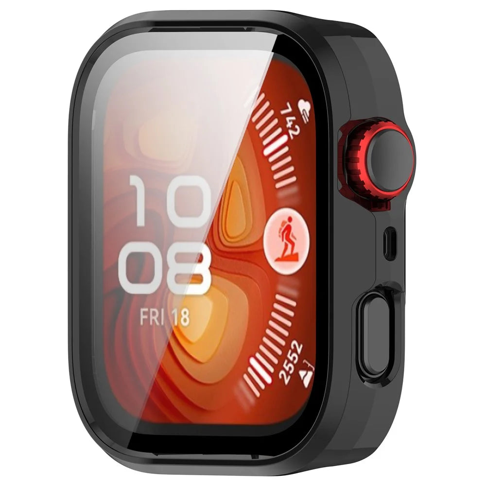 For Huawei Watch Fit 4 Pro Watch Case PC Frame Cover with Tempered Glass Screen Film - Black - 2
