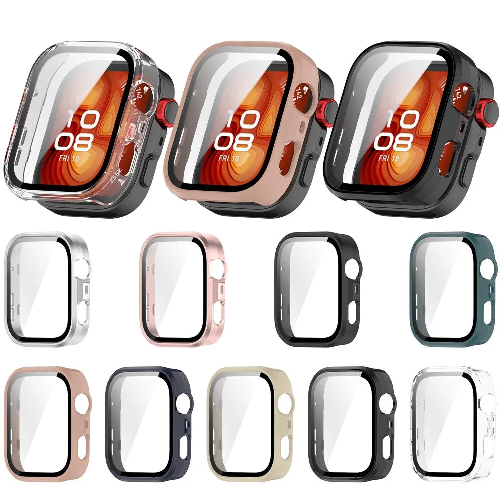 For Huawei Watch Fit 4 Pro Watch Case PC Frame Cover with Tempered Glass Screen Film - Black - 7