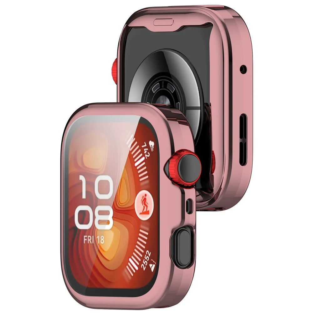 For Huawei Watch Fit 4 Watch Case Full Coverage Flexible TPU Electroplating Cover - Pink - 3