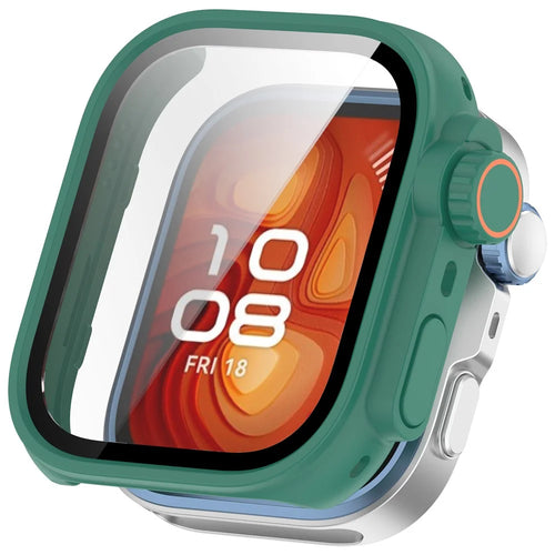 For Huawei Watch Fit 4 Watch Case Instant Transformation Ultra 2 Hard PC Cover with Tempered Glass - Green - 1
