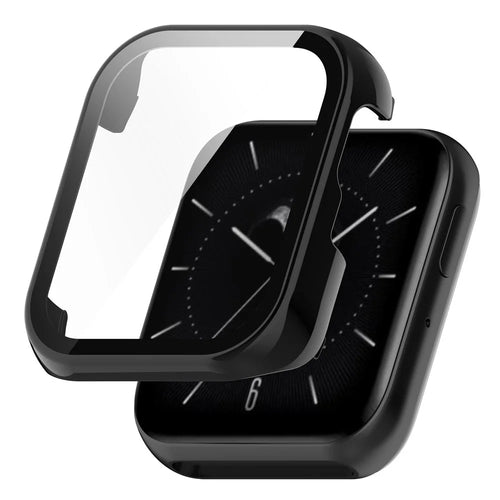 For Oppo Watch SE Watch Case PC Frame with Tempered Glass Screen Film - Black - 1