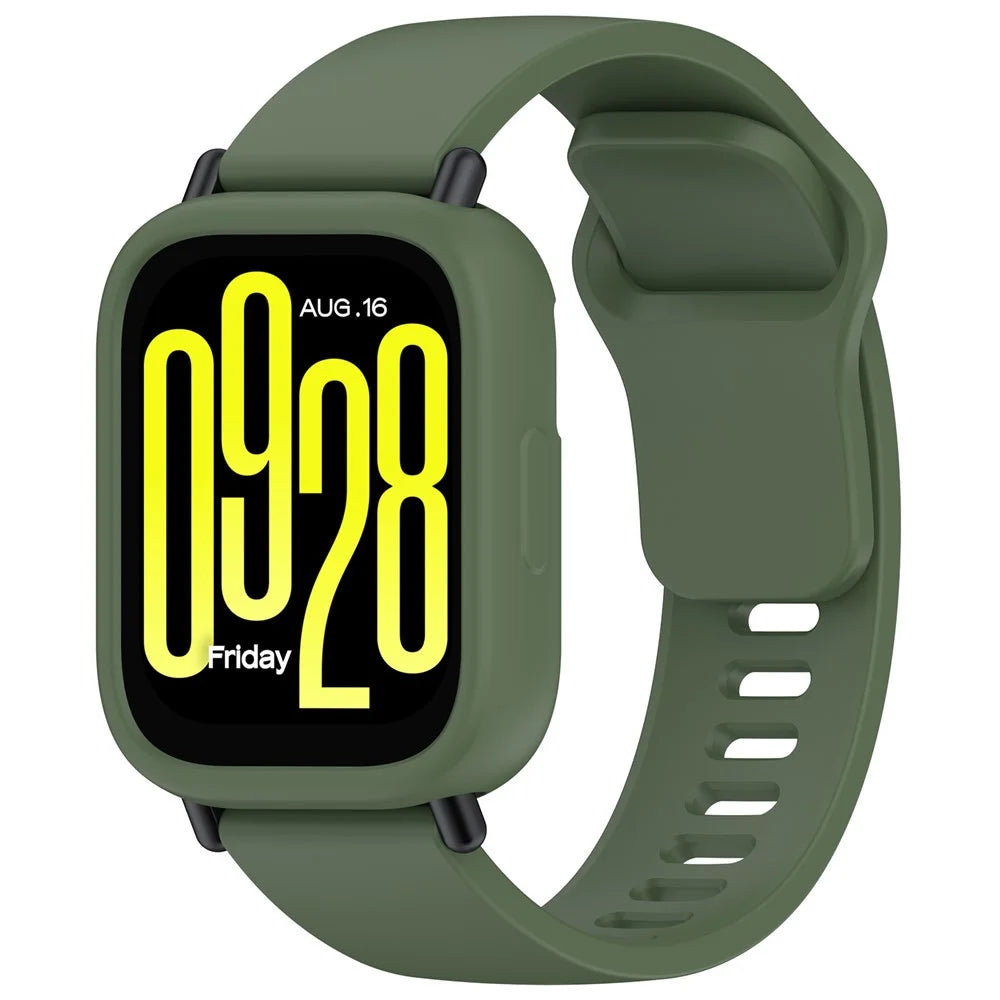 For Xiaomi Redmi Watch 5 Active Silicone Watch Case Shockproof Bumper Frame - Dark Green - 7