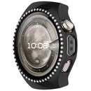 For Huawei Watch 5 46mm Watch Case Rhinestone Decor Hollow Electroplating PC Watch Cover - Black - 2