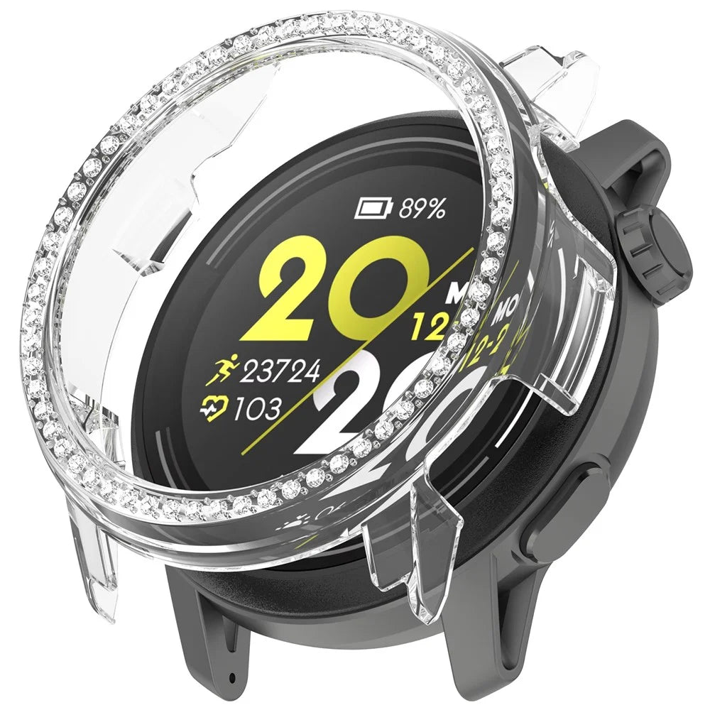 For Coros Pace 3 Clear Watch Case Rhinestone Decorative Hollow Design PC Watch Cover - 1