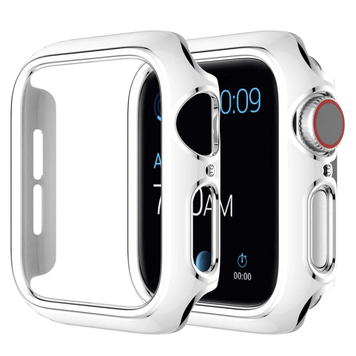 Electroplating PC Frame Protective Cover for Apple Watch Series SE3 / SE2 / SE1 /  6 / 5 / 4 40mm - White / Silver - 1