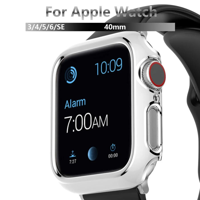 Electroplating PC Frame Protective Cover for Apple Watch Series SE3 / SE2 / SE1 /  6 / 5 / 4 40mm - White / Silver - 5