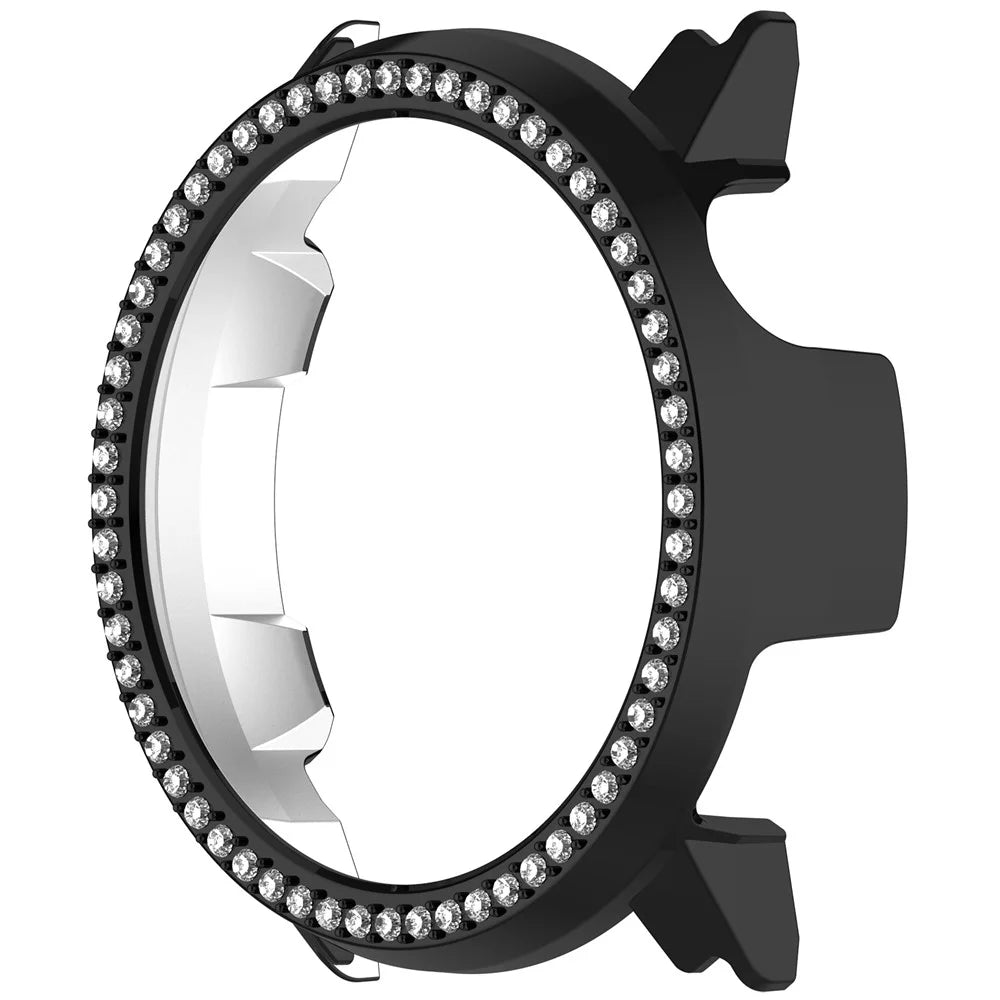 For Coros Pace 2 Watch Case Rhinestone Decor Hollow Electroplating PC Watch Cover - Black - 4