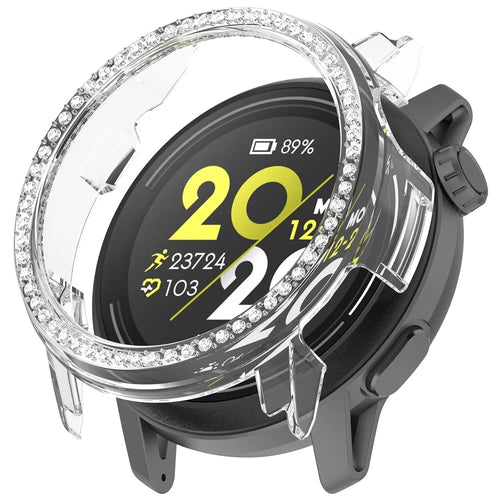 For Coros Pace 2 Clear Watch Case Rhinestone Decorative Hollow Design PC Watch Cover - 1