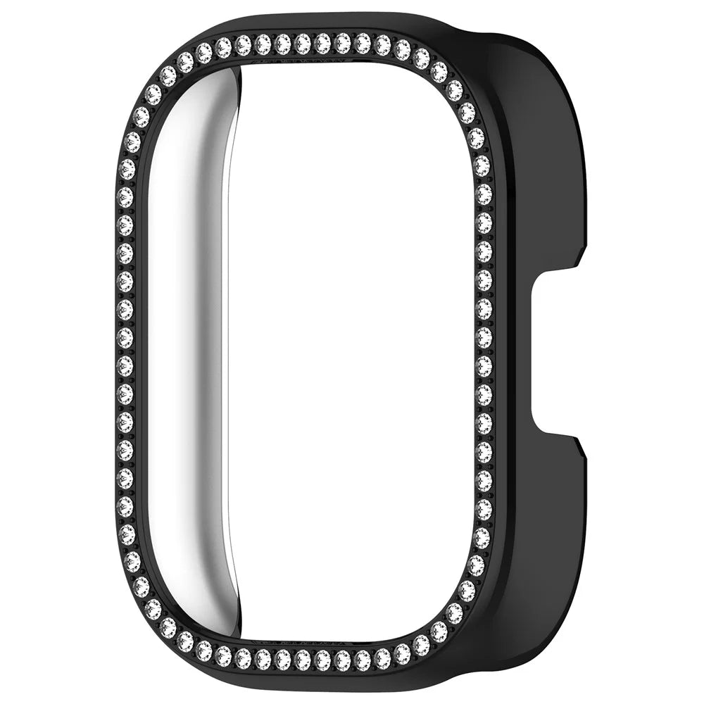 For Xiaomi Redmi Watch 5 Active Watch Case Rhinestone Decor Hollow Electroplating PC Watch Cover - Black - 4