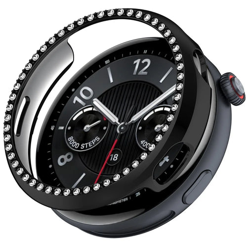 For vivo Watch 5 Watch Case Rhinestone Decor Hollow Electroplating PC Watch Cover - Black - 1