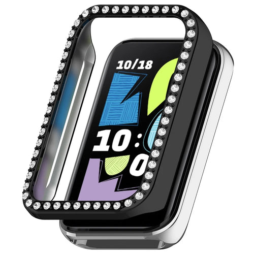 For Honor Band 10 Watch Case Rhinestone Decor Hollow Electroplating PC Watch Cover - Black - 1