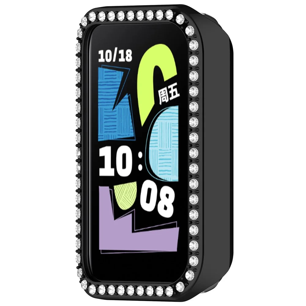 For Honor Band 10 Watch Case Rhinestone Decor Hollow Electroplating PC Watch Cover - Black - 2