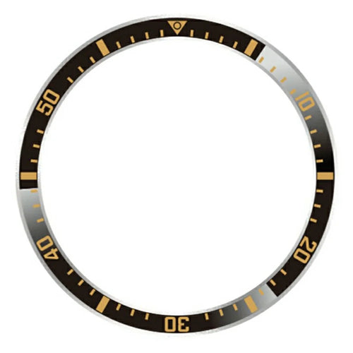 For Samsung Galaxy Watch 7 6 5 4 40mm Bezel Ring Anti Scratch Aluminum Alloy Adhesive Cover - Black / Gold Characters - 1
