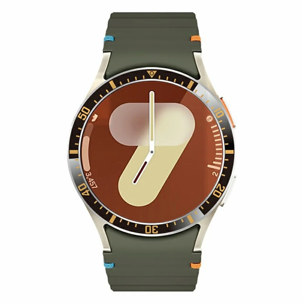 For Samsung Galaxy Watch 7 6 5 4 40mm Bezel Ring Anti Scratch Aluminum Alloy Adhesive Cover - Black / Gold Characters - 3