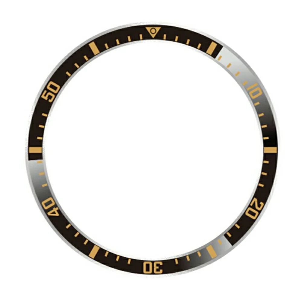 For Samsung Galaxy Watch 7 6 5 4 44mm Bezel Ring Anti Scratch Aluminum Alloy Adhesive Cover - Black / Gold Characters - 1