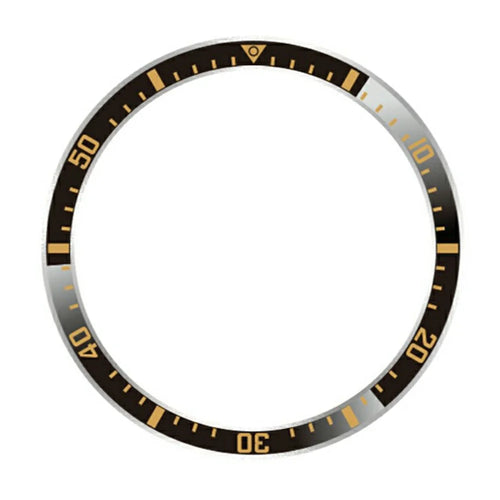 For Samsung Galaxy Watch 7 6 5 4 44mm Bezel Ring Anti Scratch Aluminum Alloy Adhesive Cover - Black / Gold Characters - 1