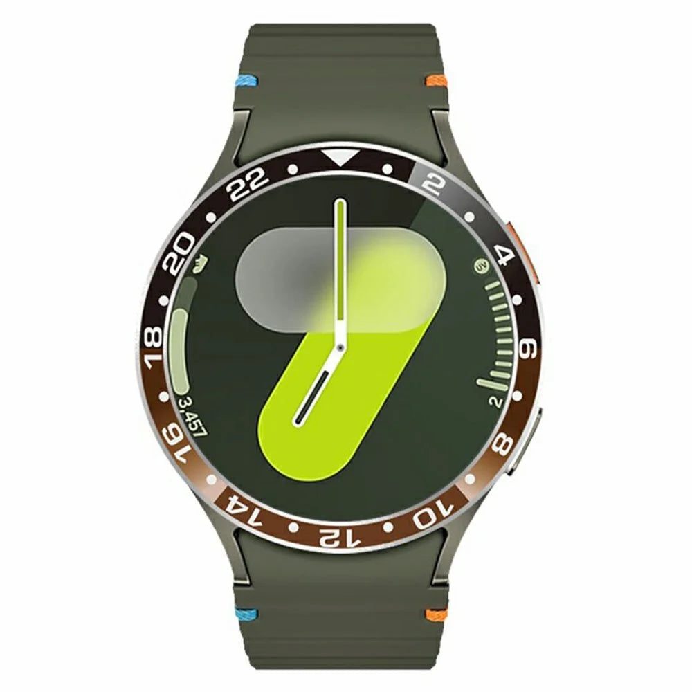 For Samsung Galaxy Watch 7 6 5 4 40mm Bezel Ring Aluminum Alloy Dual Color Protective Cover - Black + Tan - 3