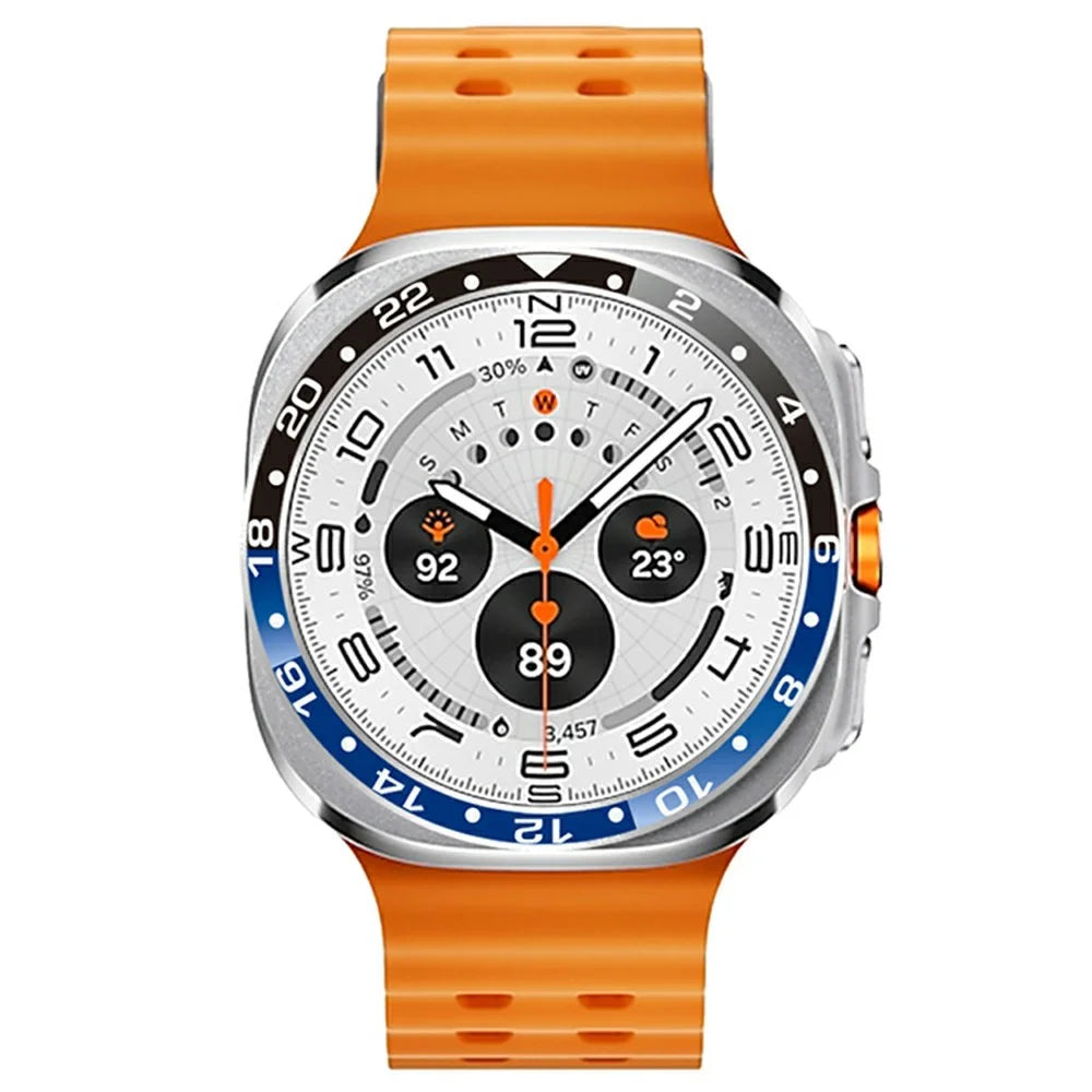 For Samsung Galaxy Watch Ultra 47mm Bezel Ring Aluminum Alloy Dual Color Protective Cover - Black + Blue - 2