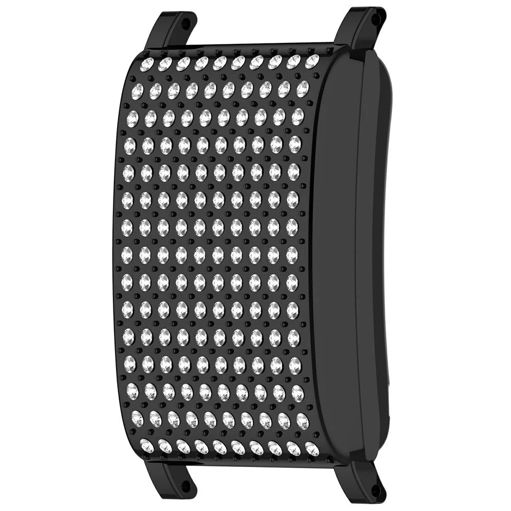 For WHOOP 5.0 LIFE MG / 5.0 Peak / 5.0 One / 4.0 / 3.0 Case Rhinestone Decor ABS + PC Watch Frame Fits 22mm Straps - Electroplated Black - 2