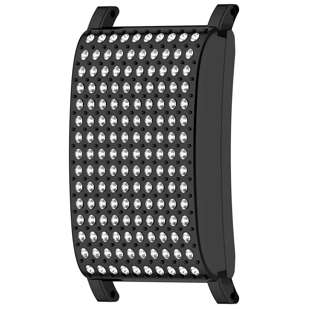 For WHOOP 5.0 LIFE MG / 5.0 Peak / 5.0 One / 4.0 / 3.0 Case Rhinestone Decor ABS + PC Watch Frame Fits 22mm Straps - Electroplated Black - 4