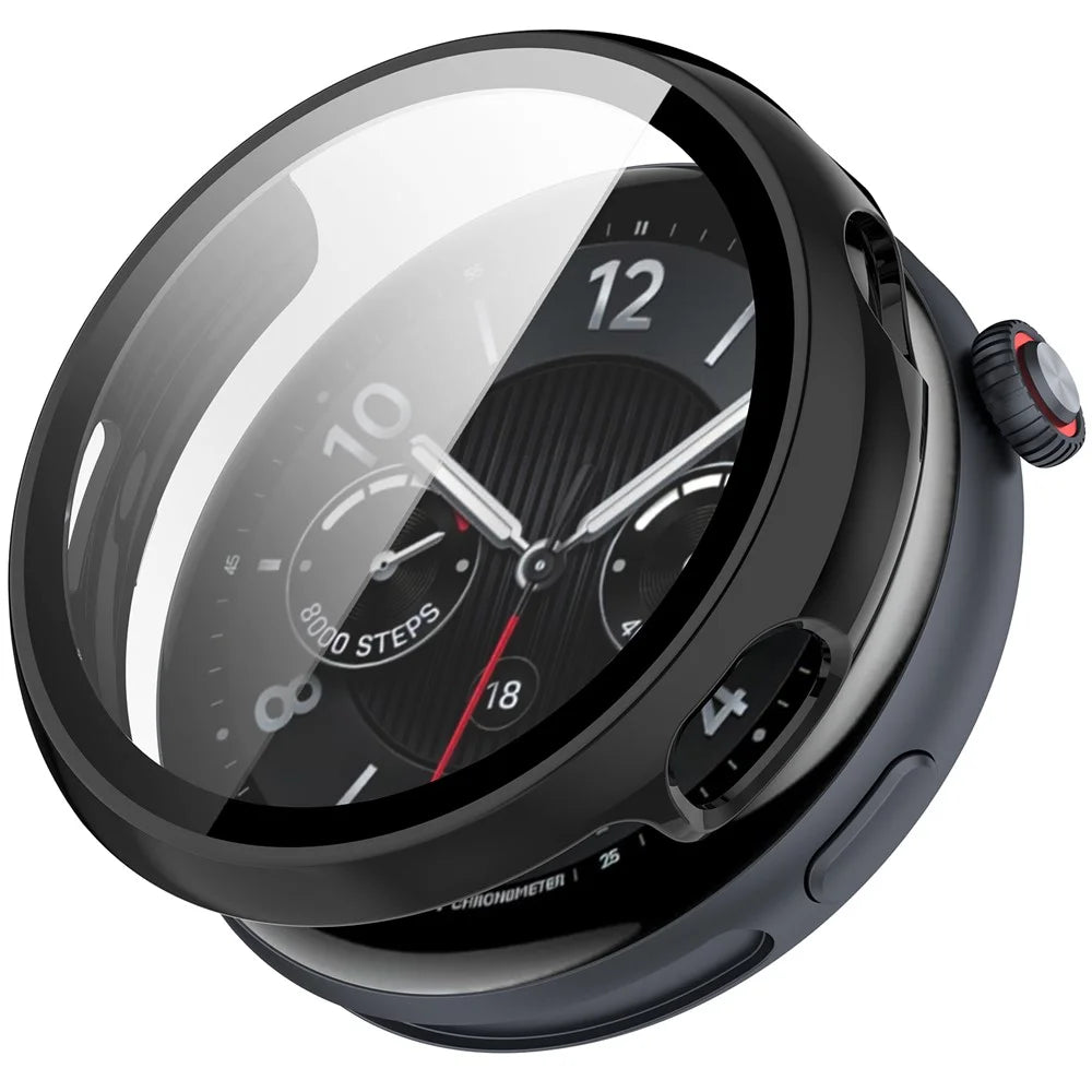 WANLONFENG For vivo Watch 5 Watch Case  PC Frame Cover with Tempered Glass Screen Protector - Black - 1