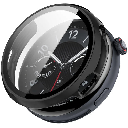 WANLONFENG For vivo Watch 5 Watch Case  PC Frame Cover with Tempered Glass Screen Protector - Black - 1