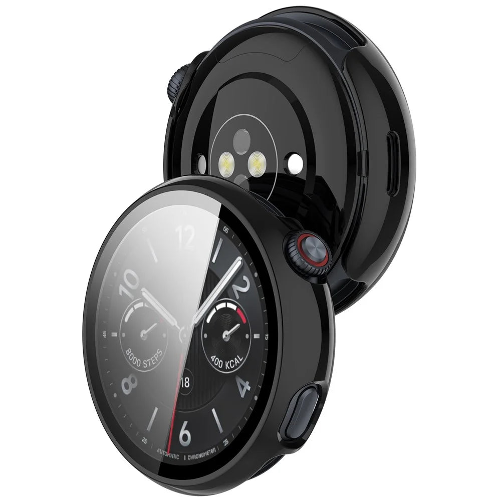 WANLONFENG For vivo Watch 5 Watch Case  PC Frame Cover with Tempered Glass Screen Protector - Black - 3