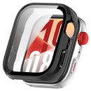 WANLONFENG For Huawei Watch Fit 4 Watch Case  PC Frame Cover with Tempered Glass Screen Protector - Black - 1