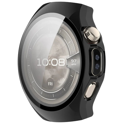 WANLONFENG For Huawei Watch 5 46mm Watch Case  PC Frame Cover with Tempered Glass Screen Protector - Black - 2
