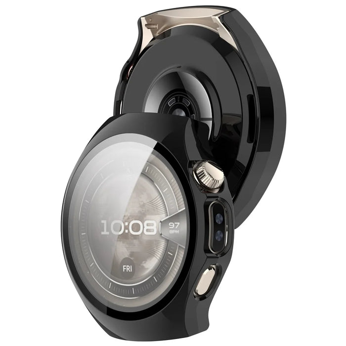 WANLONFENG For Huawei Watch 5 46mm Watch Case  PC Frame Cover with Tempered Glass Screen Protector - Black - 3