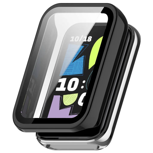 WANLONFENG For Honor Band 10 Watch Case  PC Frame Cover with Tempered Glass Screen Protector - Black - 1