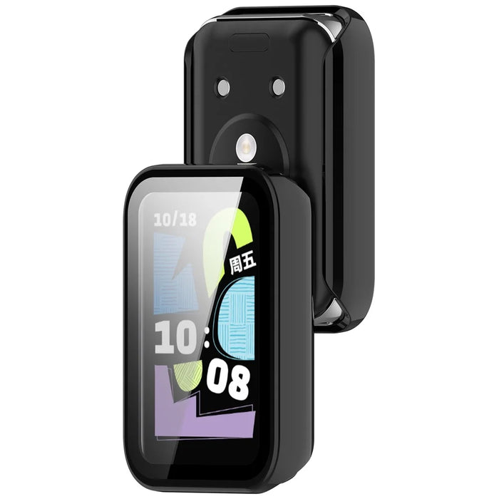 WANLONFENG For Honor Band 10 Watch Case  PC Frame Cover with Tempered Glass Screen Protector - Black - 3