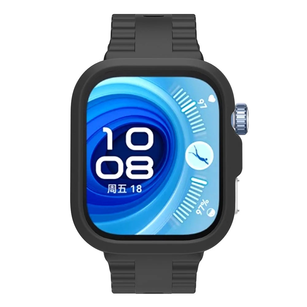 For Huawei Watch Fit 4 Pro Silicone Watch Case Shockproof Bumper Frame - Black - 3