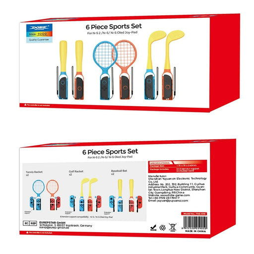 DOBE TNS-5115 6 in 1 Sports Kit for Nintendo Switch 2 / Switch / Switch OLED Baseball Bat / Tennis Racket / Golf Club Joy-Con Grip - 2