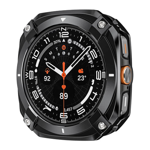 For Samsung Galaxy Watch Ultra (2025) 47mm / Ultra 47mm Protective Case Cyber Style Metal PC Watch Cover - Black / White - 1