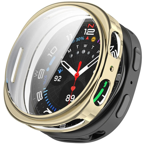 For Samsung Galaxy Watch8 40mm Watch Case Full Protection Scratch Resistant TPU Cover - Electroplating Light Gold - 1