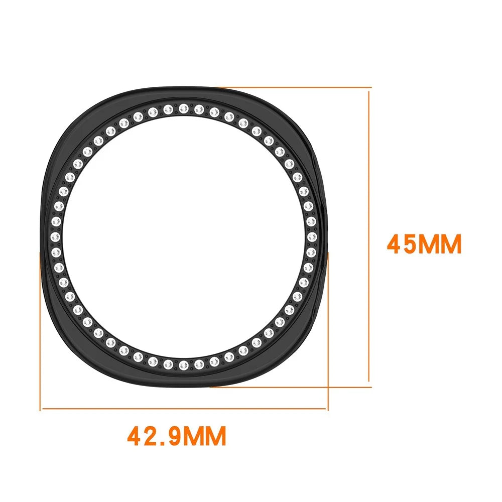 For Samsung Galaxy Watch8 40mm PC Watch Case Rhinestone Decor Hollow Protective Cover - Electroplating Black - 4