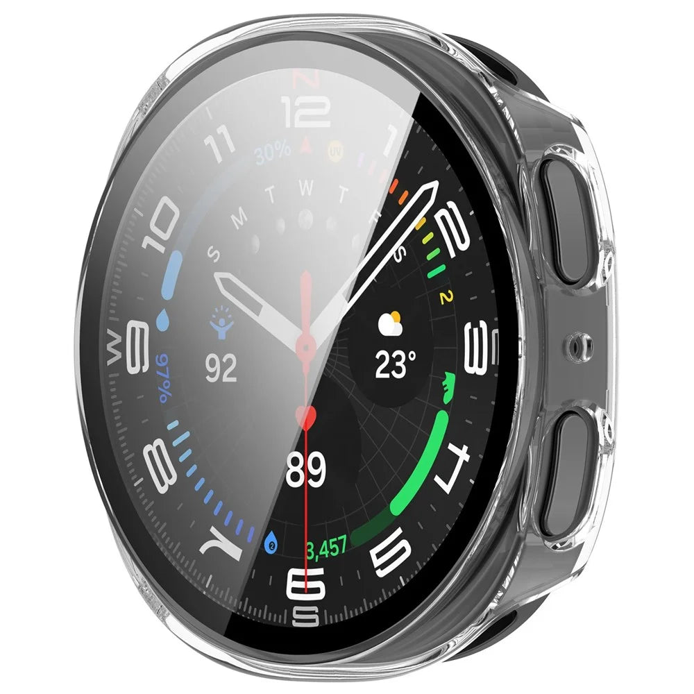 For Samsung Galaxy Watch8 40mm Hard PC Watch Protective Case with Tempered Glass Film - Transparent - 2