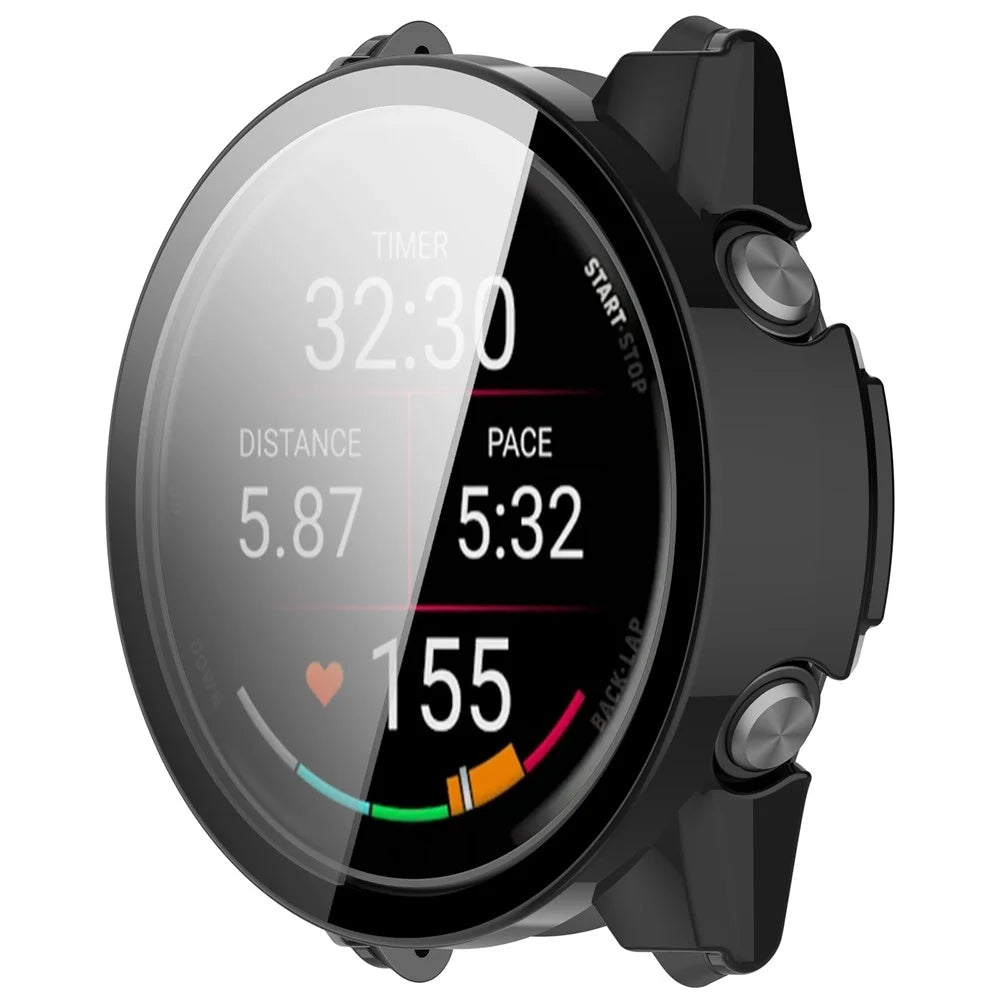 WANLONFENG For Garmin Forerunner 570 42mm Watch Case  PC Frame Cover with Tempered Glass Screen Protector - Black - 2
