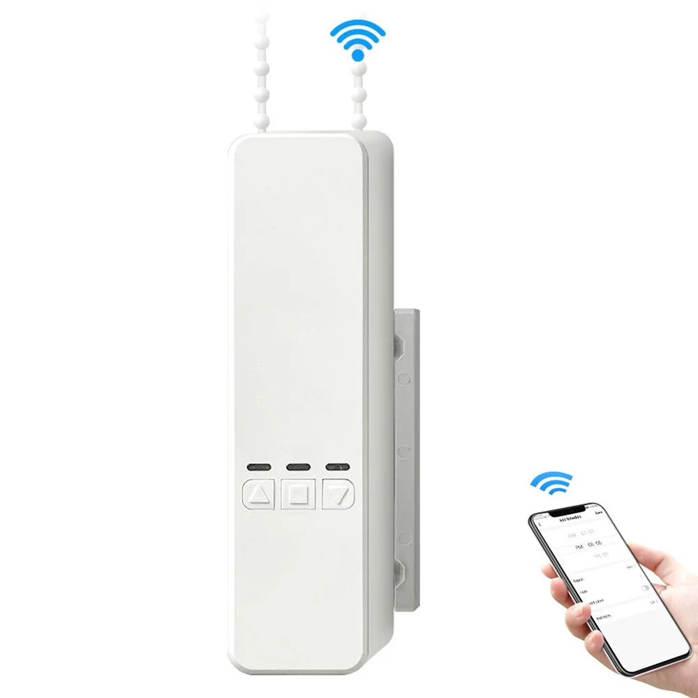 MC08 Smart Home WiFi Wireless Automatic Blinds Roller Shades Motor Remote Control Tuya App Electric Curtain - US Plug - 1
