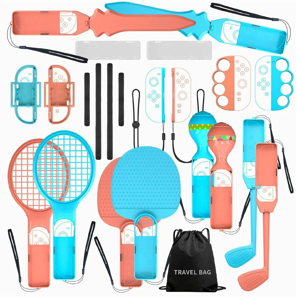 S226 For Nintendo Switch 2 Joy-Con 23 in 1 Golf Tennis Racket Motion Sensing Gaming Sports Accessory Kit - 1