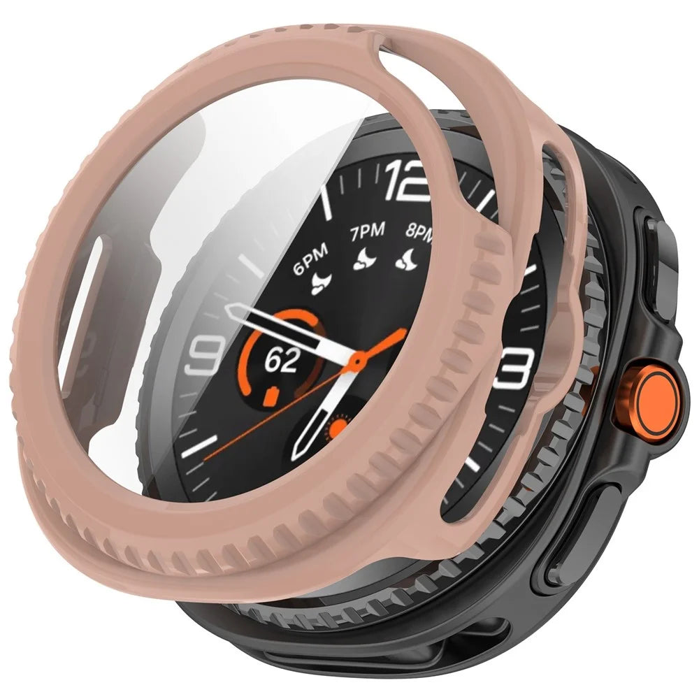 For Samsung Galaxy Watch8 Classic 46mm Hard PC Watch Protective Case with Tempered Glass Film - Pink - 1
