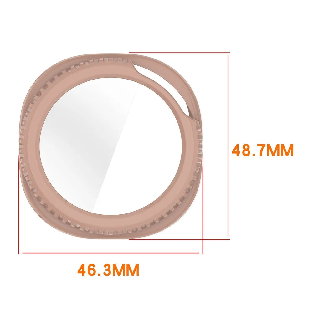 For Samsung Galaxy Watch8 Classic 46mm Hard PC Watch Protective Case with Tempered Glass Film - Pink - 2