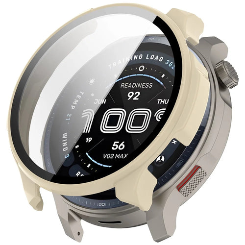 For Huami Amazfit Balance 2 (A2429) Hard PC Watch Protective Case with Tempered Glass Film - Ivory White - 1