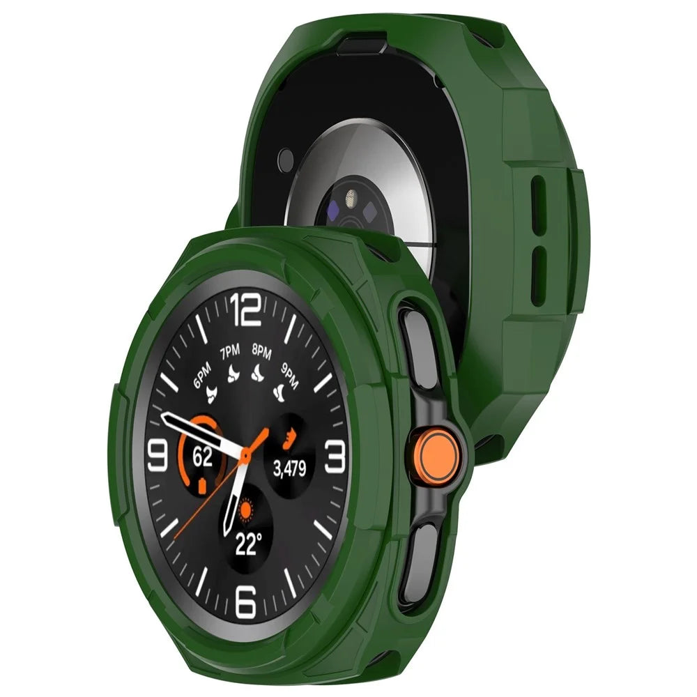 For Samsung Galaxy Watch8 Classic 46mm Hollow TPU Protective Watch Case with Protective Ring - Green - 3