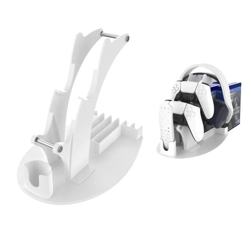 JYS-P5128 Dual Game Controller Holder for Nintendo Switch Pro PS5 PS4 Xbox Series S X One Headphone Stand Game Disc Rack - White - 1